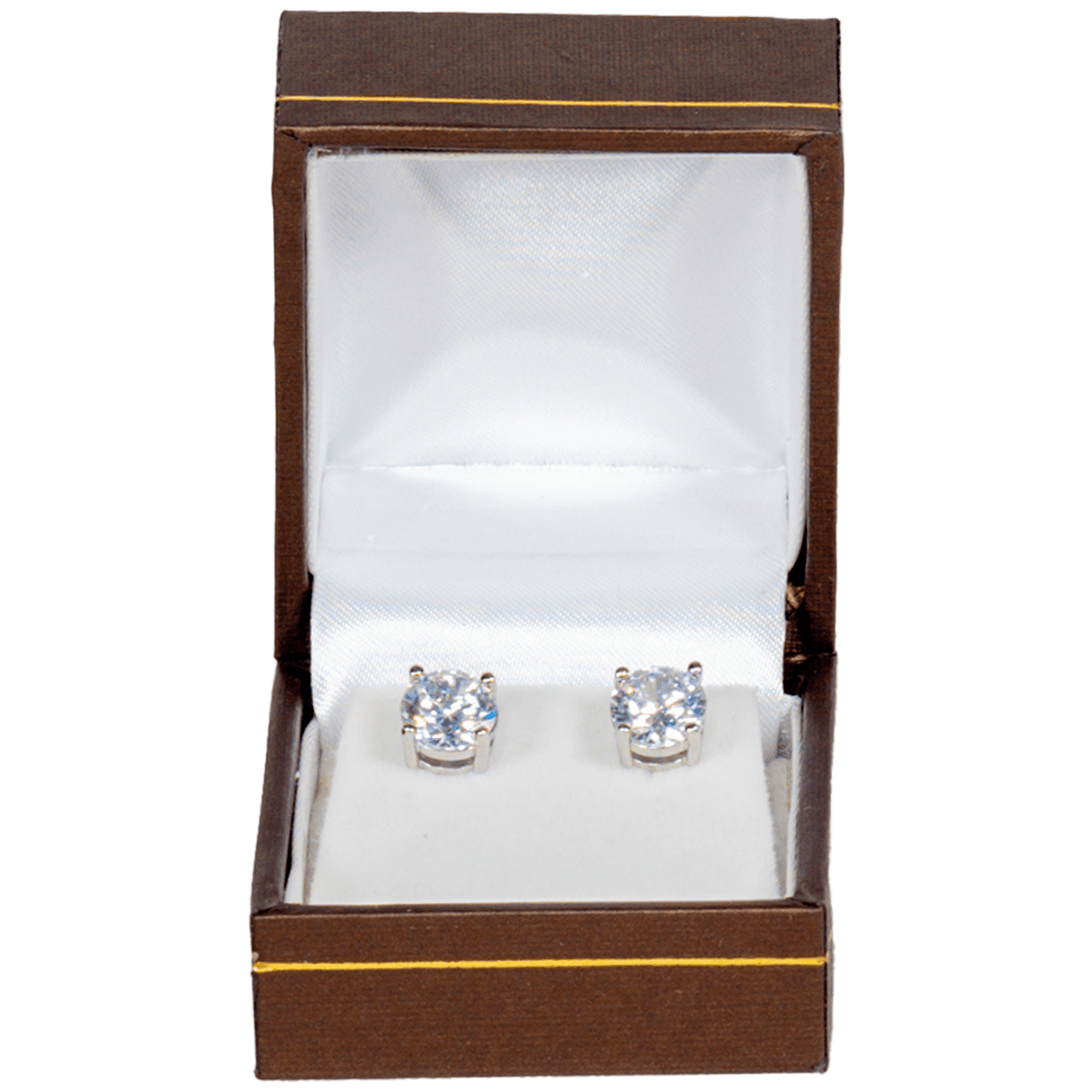 small earring box brown leather look paper jewellery box AU - display with ring front