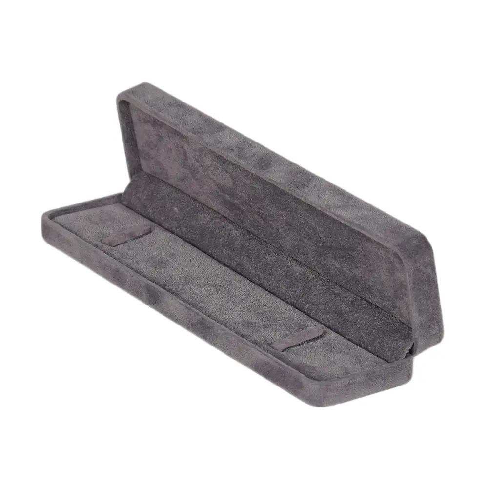 bracelet box velvet dark grey open angle view BXB81DGR