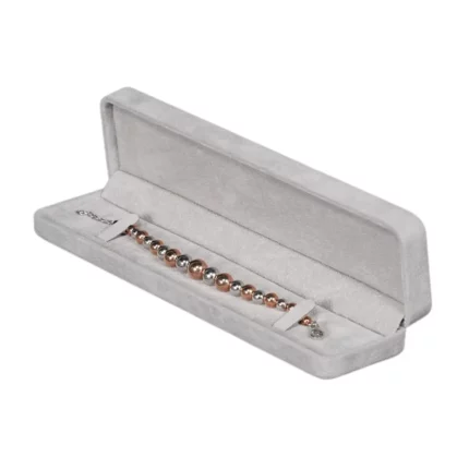 bracelet box velvet grey angle view with bracelet BXB81GR