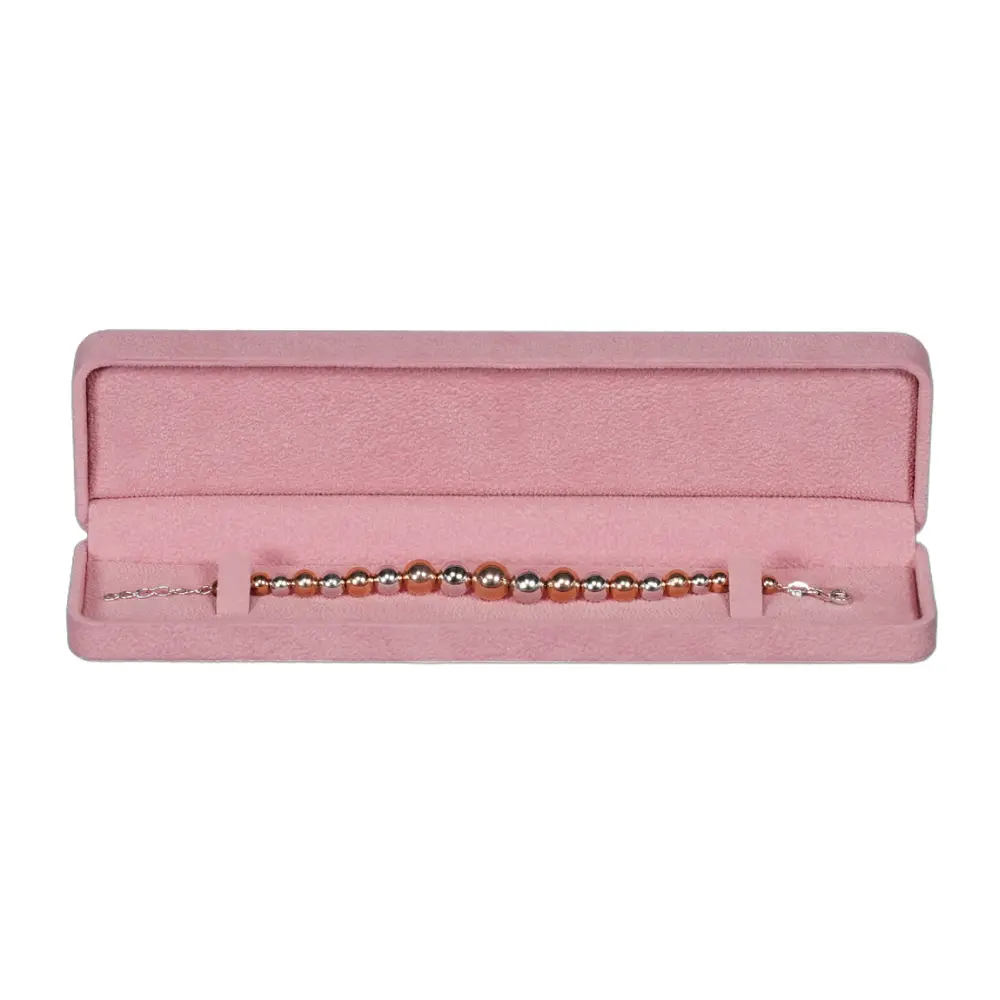 bracelet-box-velvet-pink-open-front-view-with-bracelet-BXB81PI bracelet box velvet pink open front view with bracelet BXB81PI