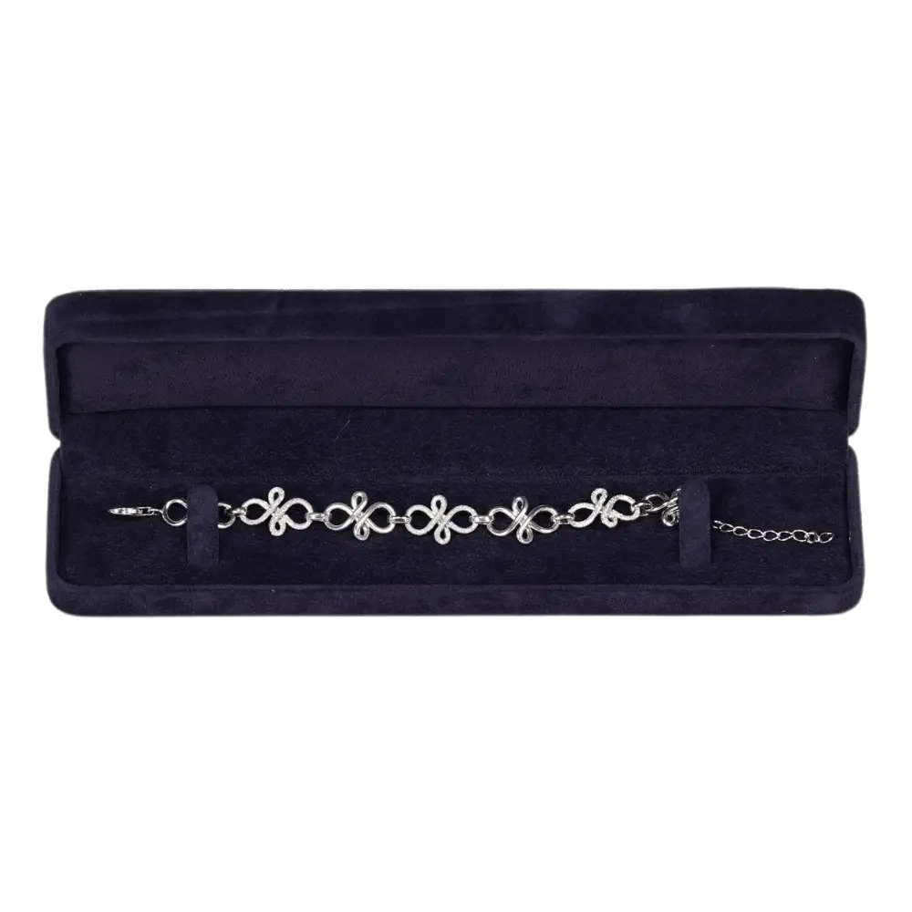 bracelet box velvet royal blue open top view with bracelet BXB81RB