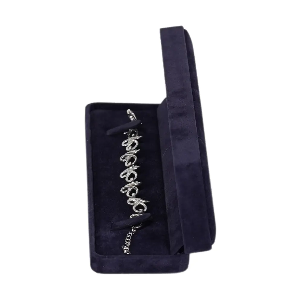 bracelet box velvet royal blue side view with bracelet BXB81RB