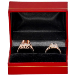 double ring box ring leather look paper couple ring box - display with ring front