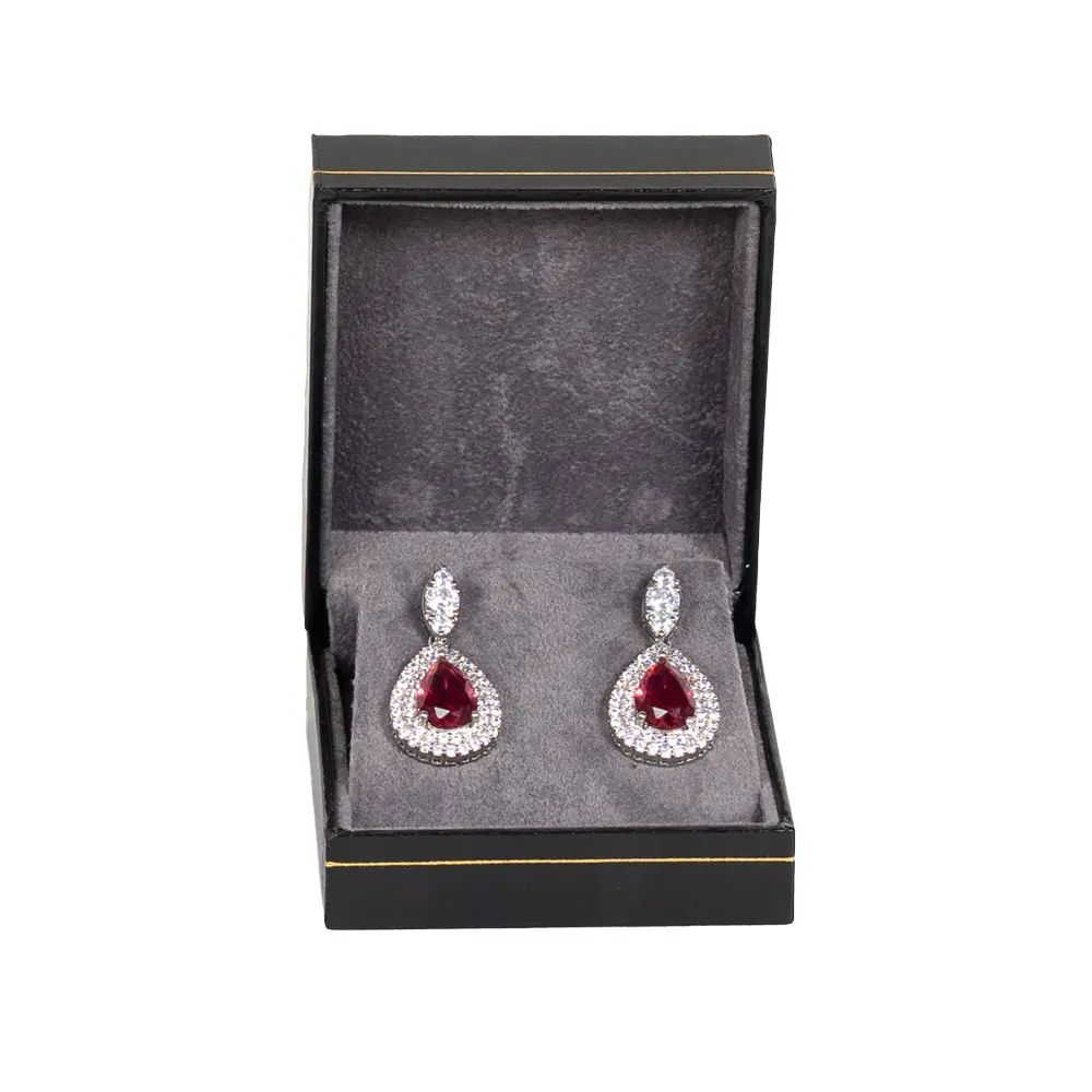 earring-gift-box-black-paper-open-front-view-with-jewellery-BXE83BL earring gift box black paper open front view with jewellery BXE83BL