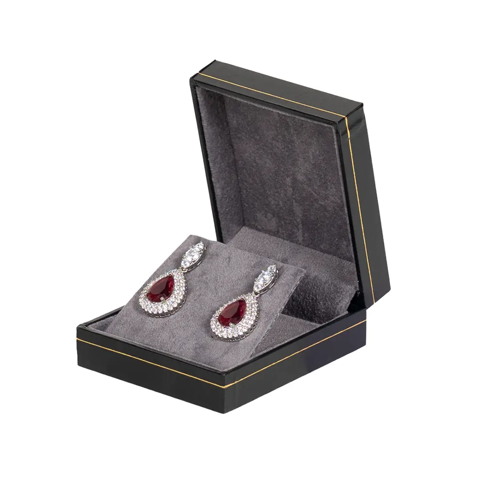 earring-gift-box-black-paper-open-side-view-with-jewellery-BXE83BL earring gift box black paper open side view with jewellery BXE83BL