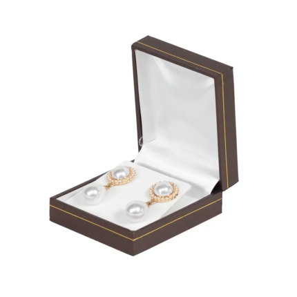 earring gift box brown paper open side view with jewellery BXE83BL