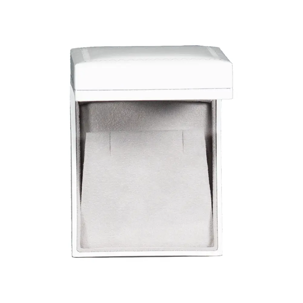 earring gift box white paper open top view BXE83WH