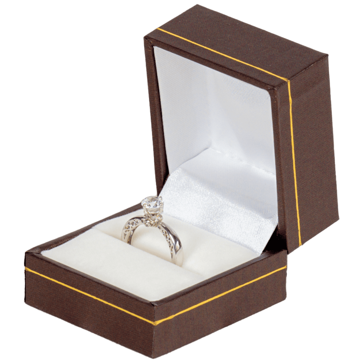 ring box australila brown leather look paper - display with ring side