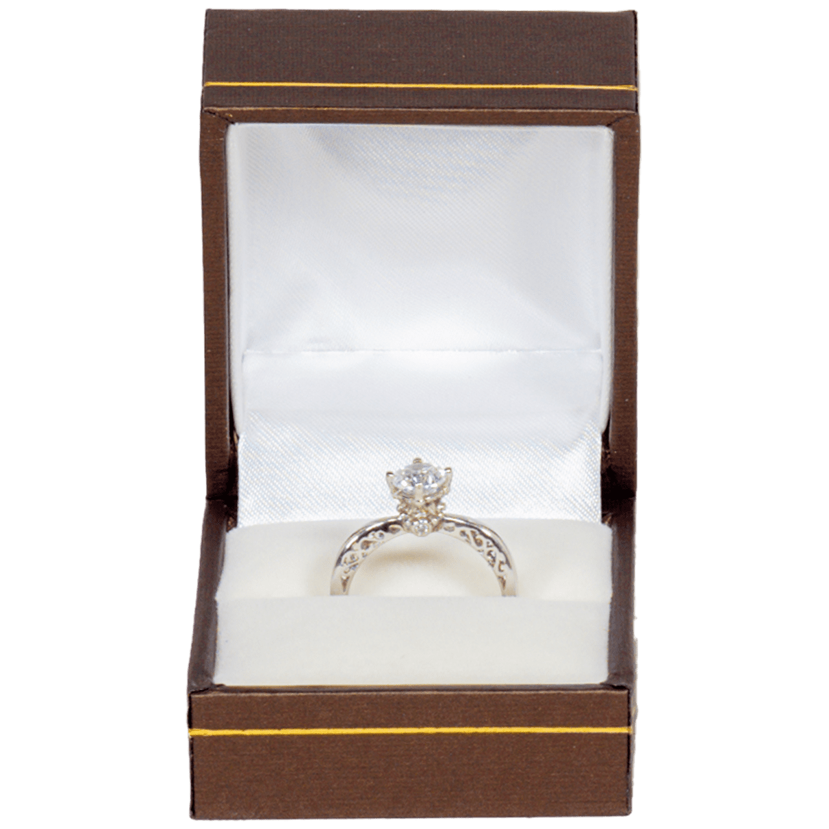ring box australila brown leather look paper - display with ring front