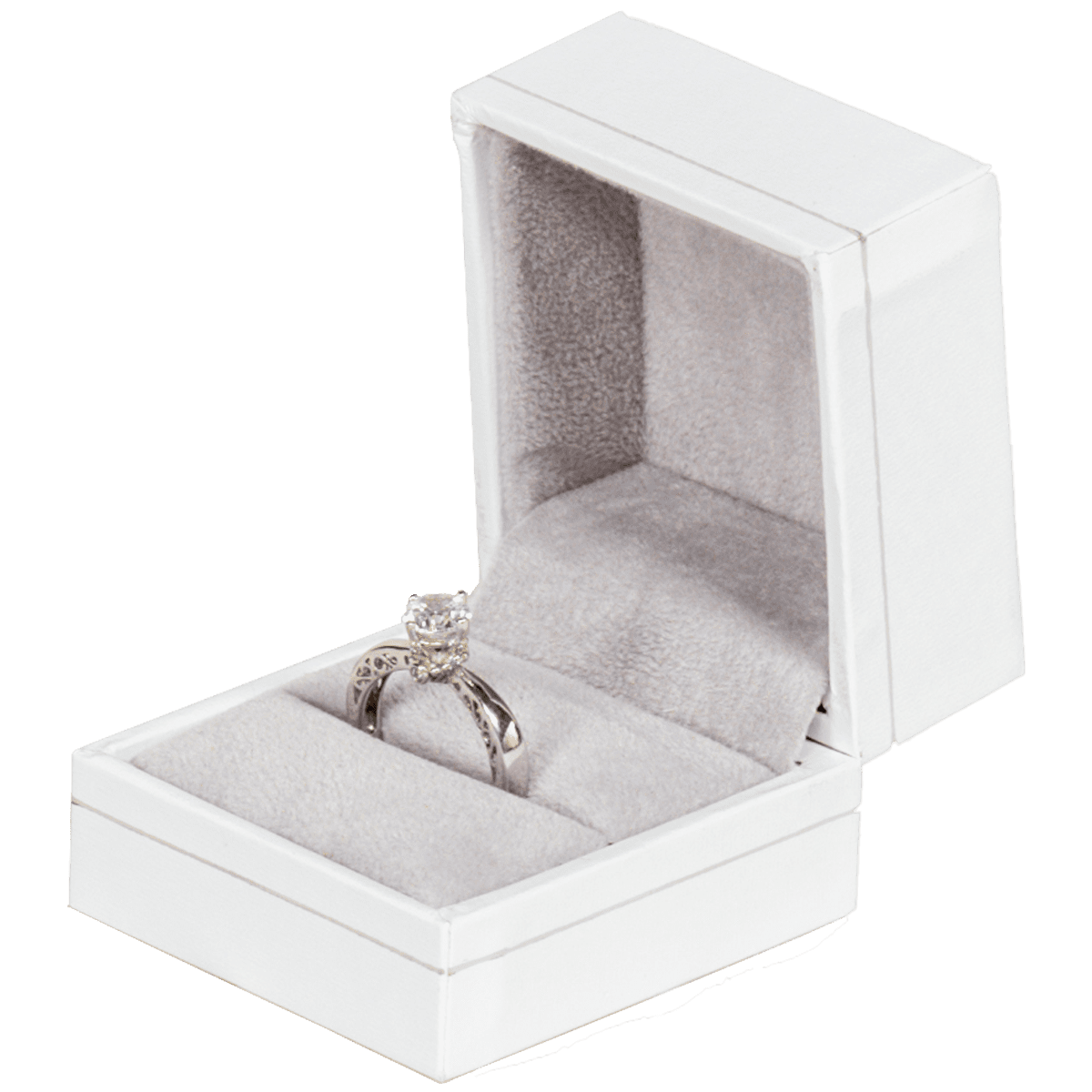 ring box australila white leather look paper - display with ring side