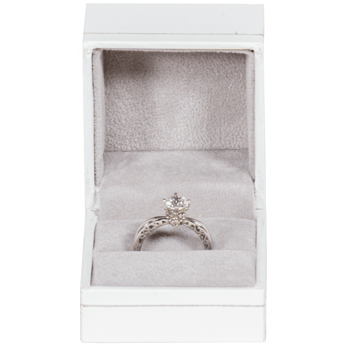ring box australila white leather look paper - display with ring front