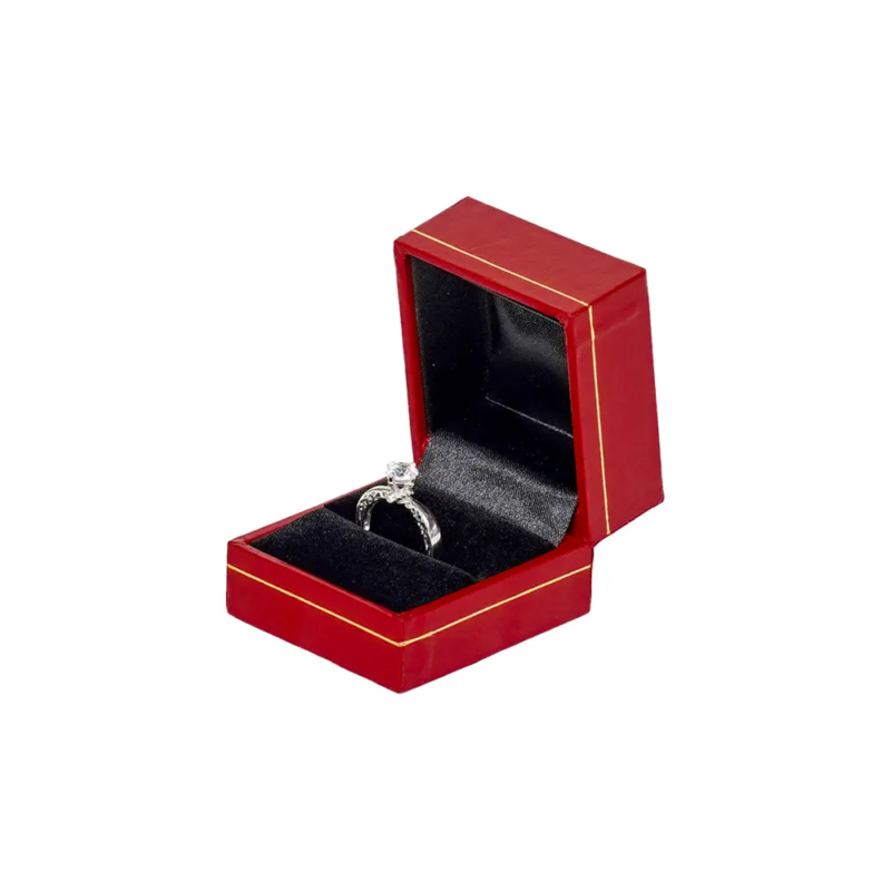 ring box australila red leather look paper - display with ring side
