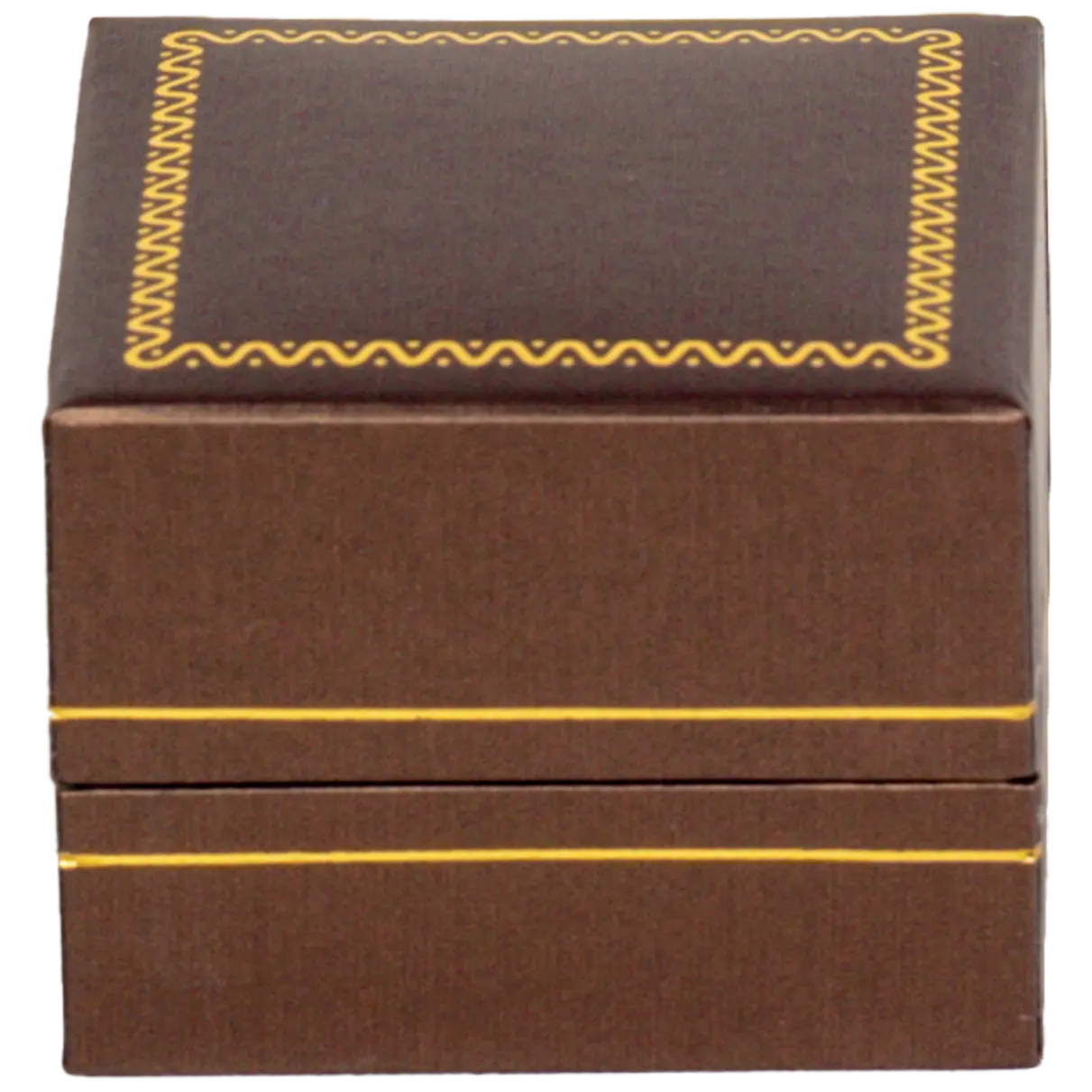 ring-gift-box-brown-leather-look-paper-BXR86-1 ring gift box brown leather look paper custom ring box - close front