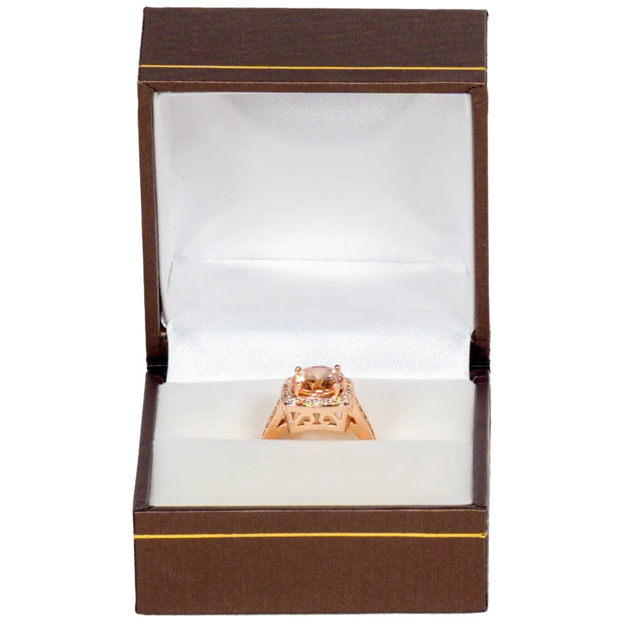 ring-gift-box-brown-leather-look-paper-BXR86-4 ring gift box brown leather look paper custom ring box display with ring front