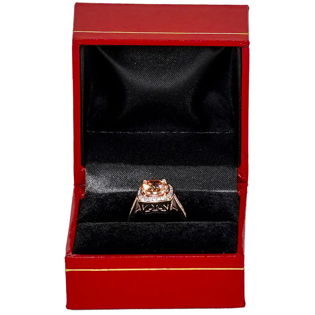 ring-gift-box-red-leather-look-paper-BXR86-3 ring gift box red leather look paper custom ring box - display with ring front
