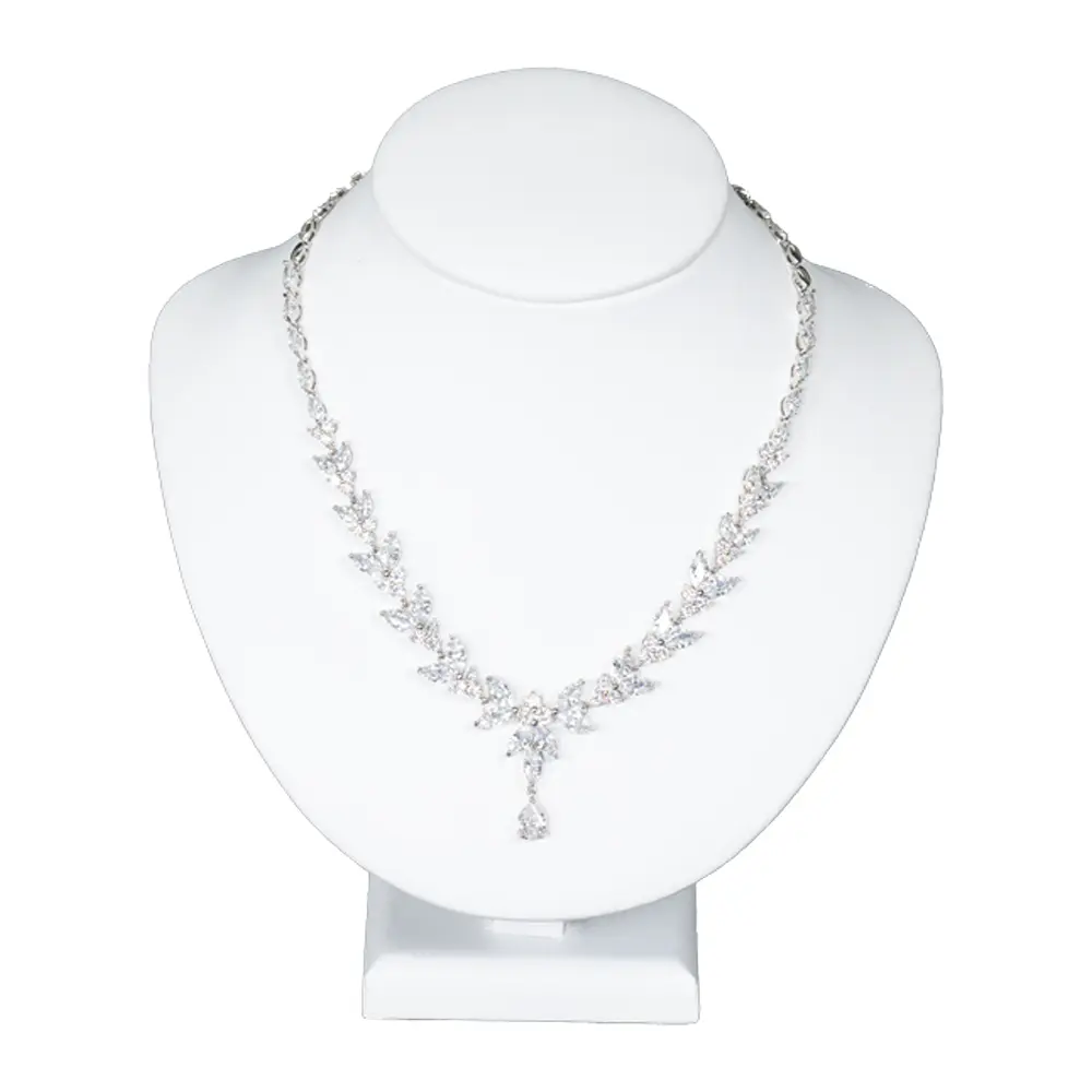Display Bust for Necklace large white front view with necklace NS88