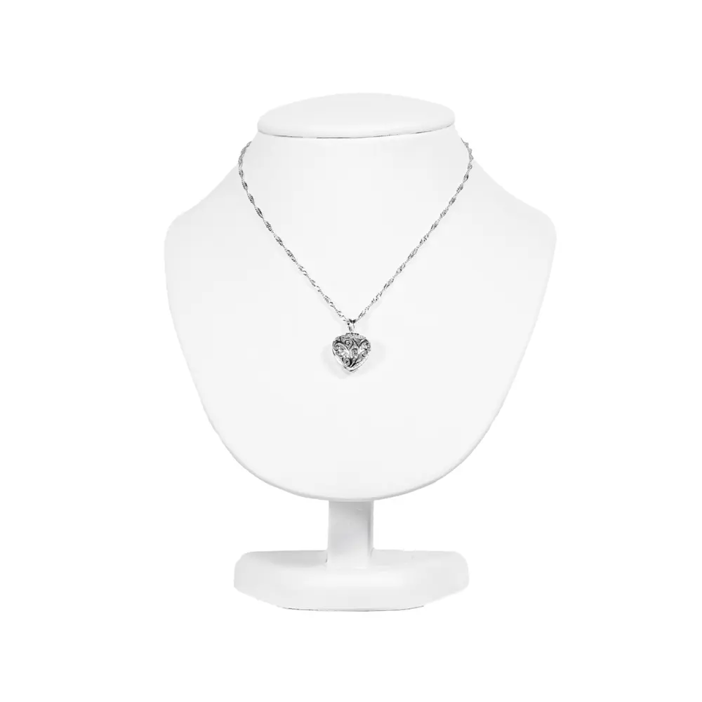 NS87S-Necklace-Display-Bust-white-S-with-necklace-front NS87S Necklace Display Bust white S with necklace front