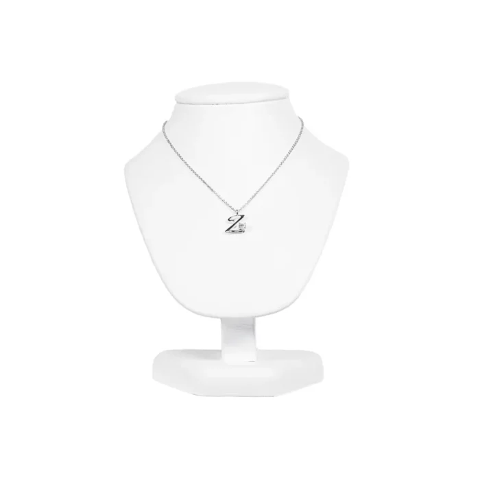NS87SS Necklace Display Bust white SS With necklace front