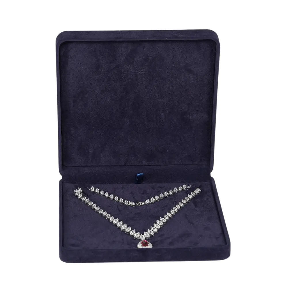 BXN80RB Premium Velvet Necklace Box - royal blue