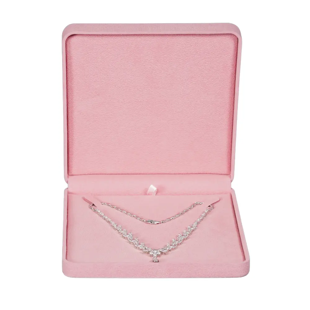 BXN80PI Premium Velvet Necklace Box - Pink