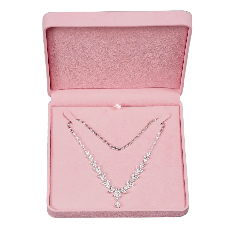 BXN80PI Premium Velvet Necklace Box - Pink