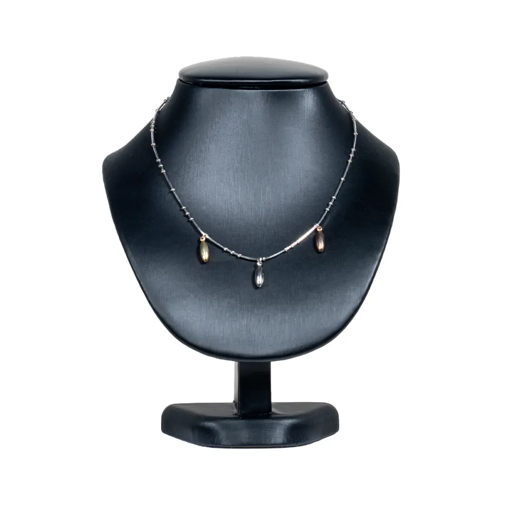 NS87S-Necklace-Display-Bust-Black-S-with-necklace-front-top NS87S Necklace Display Bust Black S with necklace front top