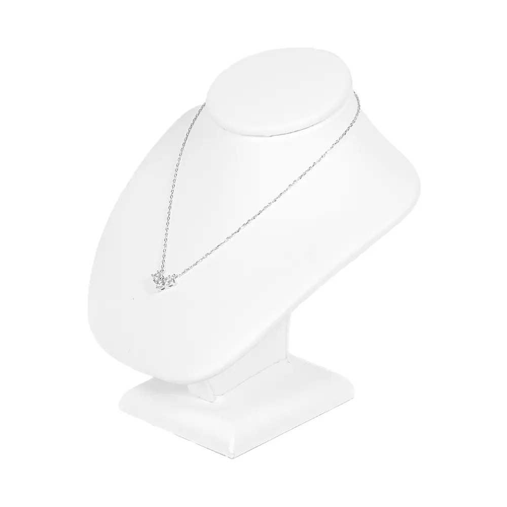 NS89-Jewelry-nacklace-Display-Stands-Leatherette-White-with-necklace-side-view Jewelry-nacklace-Display-Stands-Leatherette-White-with-necklace-side-view