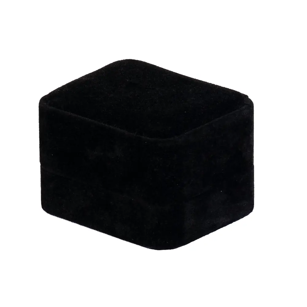 Wedding Ring Box velvet black close angle BXR81BL