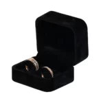 Wedding Ring Box velvet black open angle with ring BXR81DBL