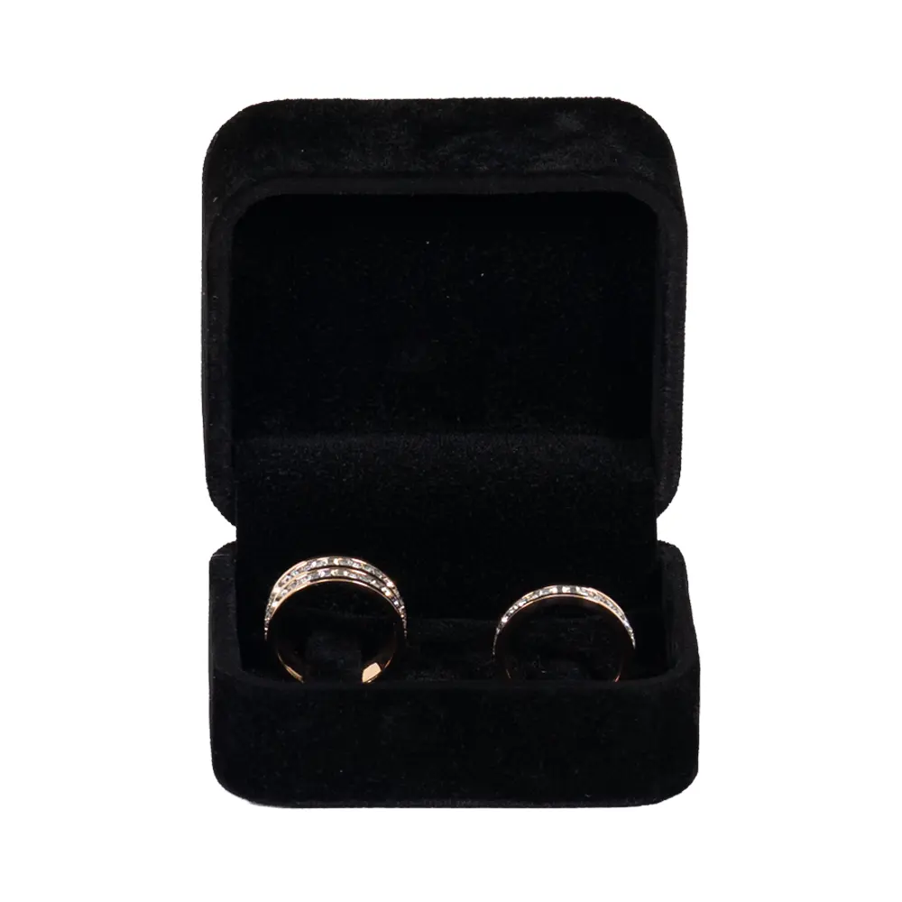 Wedding Ring Box velvet black open front with-ring BXR81BL