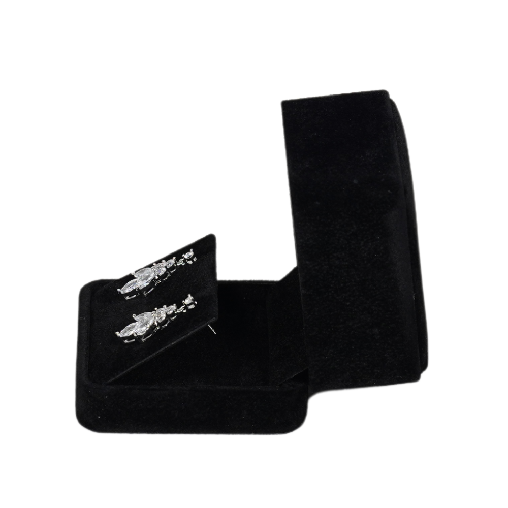 earring box black 745D-EA-6 Velvet black earring box large