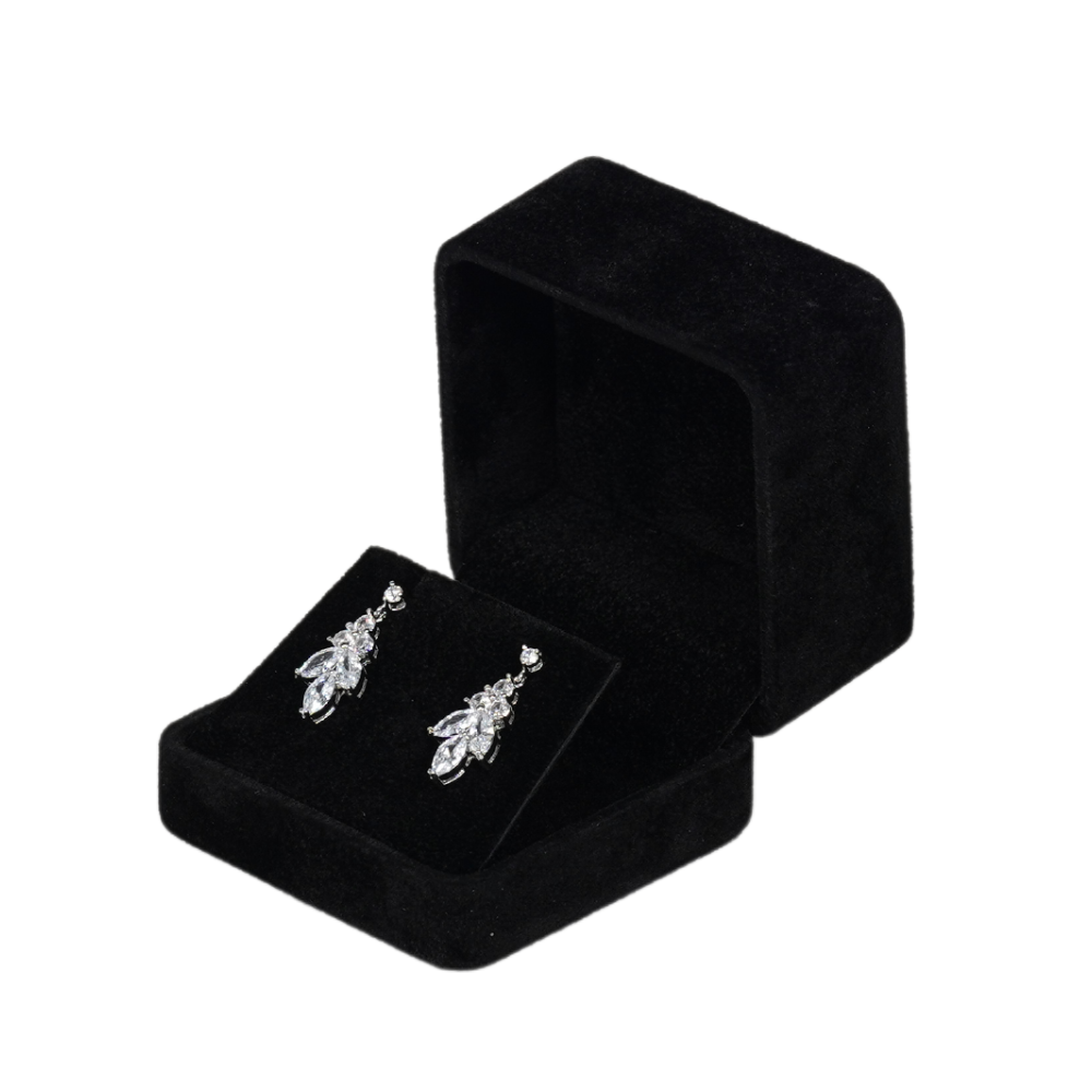 Velvet black earring box large