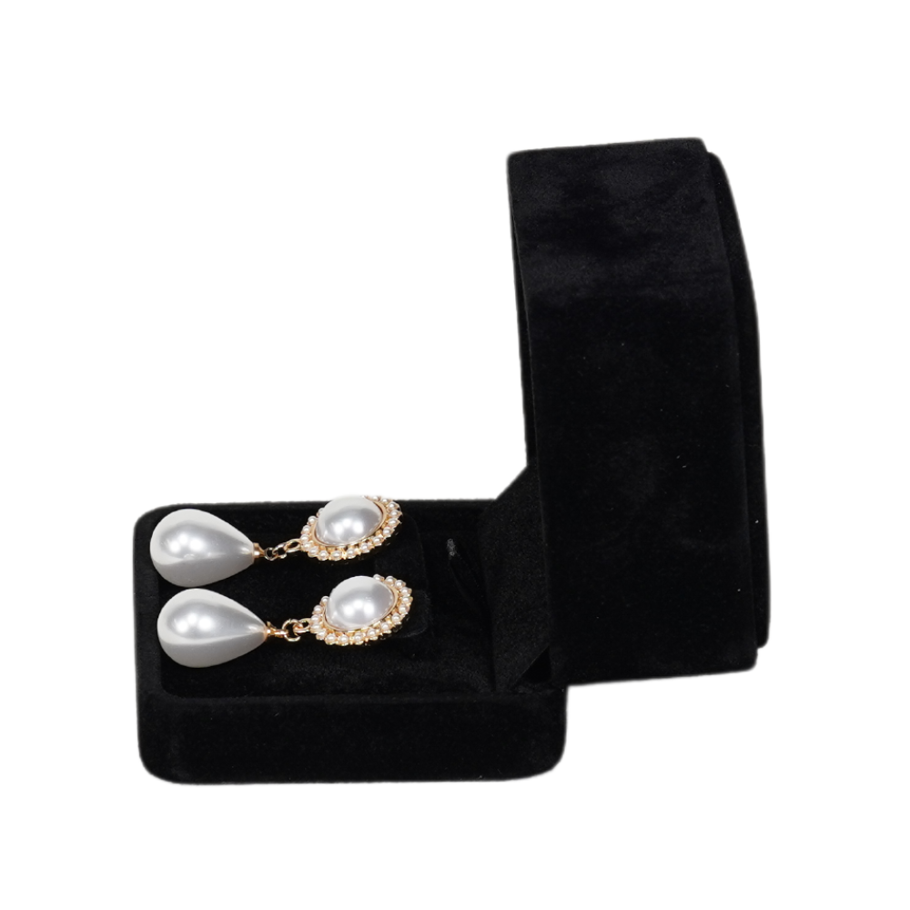 earring box black 745D-EB-8 Premium Black velvet earring box