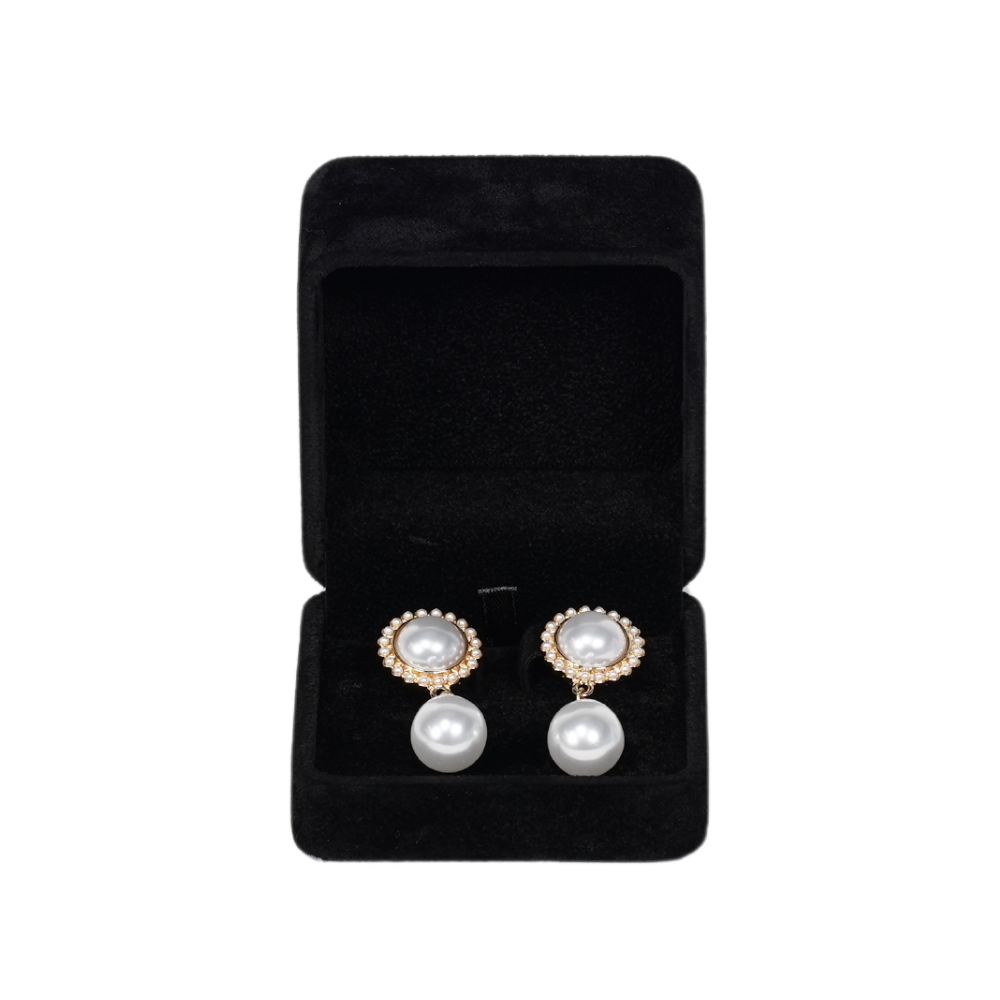 Premium Black velvet earring box