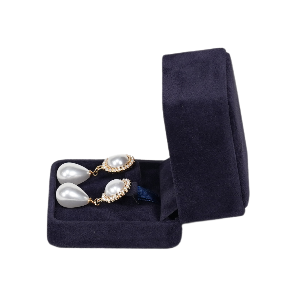 Premium royal blue velvet earring box