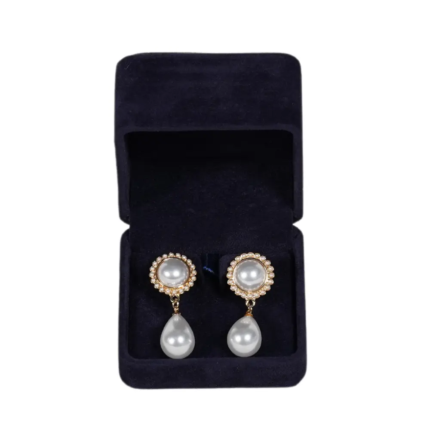 Premium royal blue velvet earring box