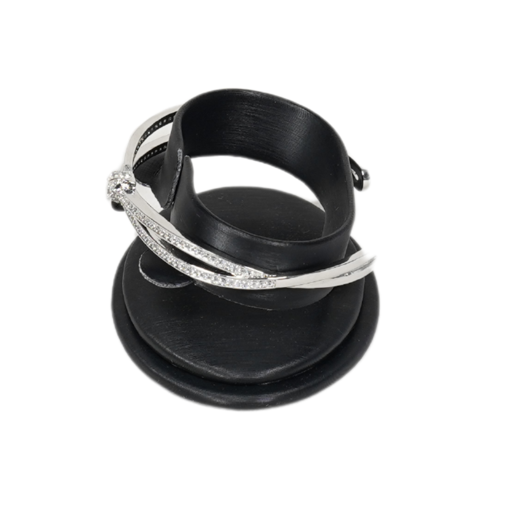 Elegant Faux Leather Horizontal C-Shaped Bangle holder black