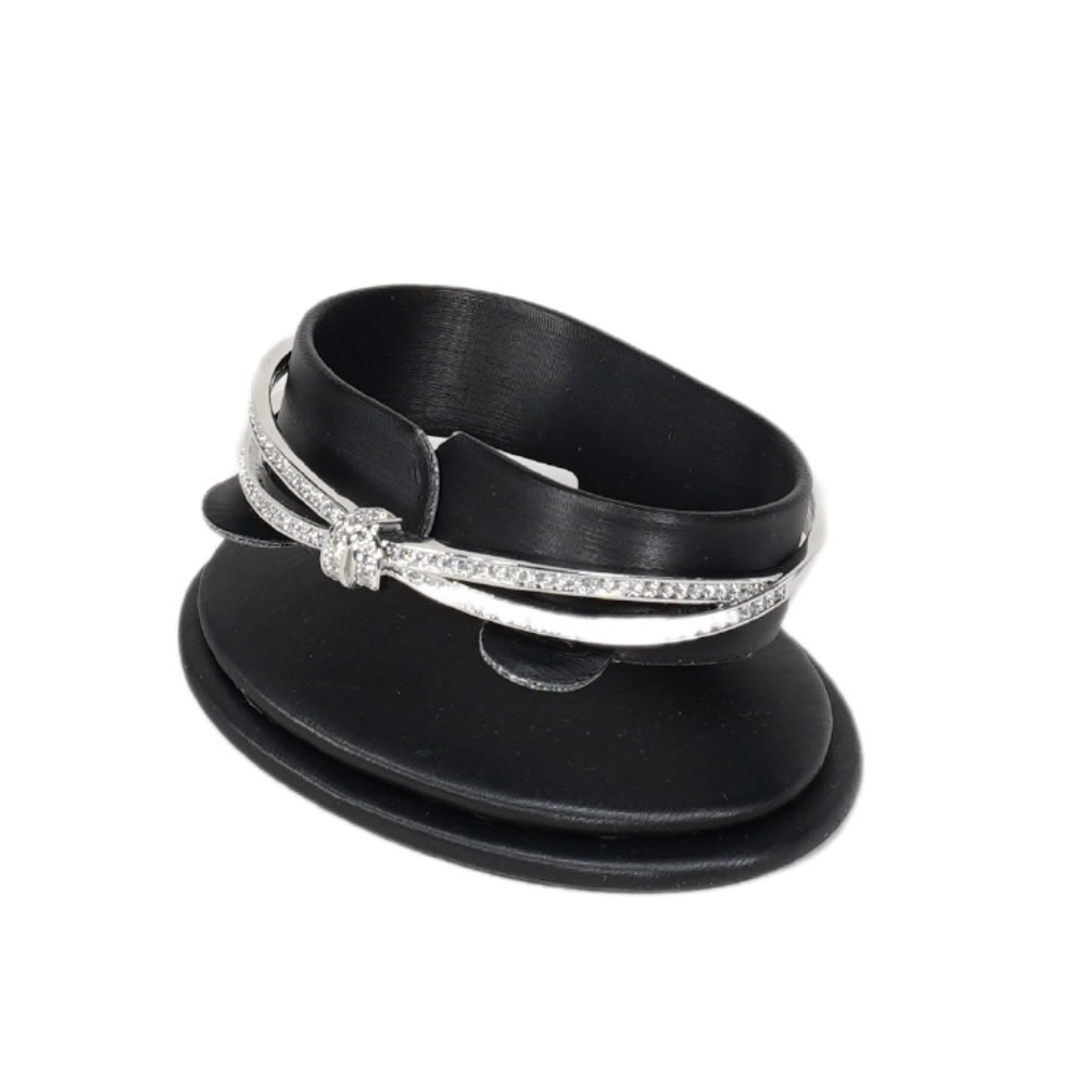 Elegant Faux Leather Horizontal C-Shaped Bangle holder black