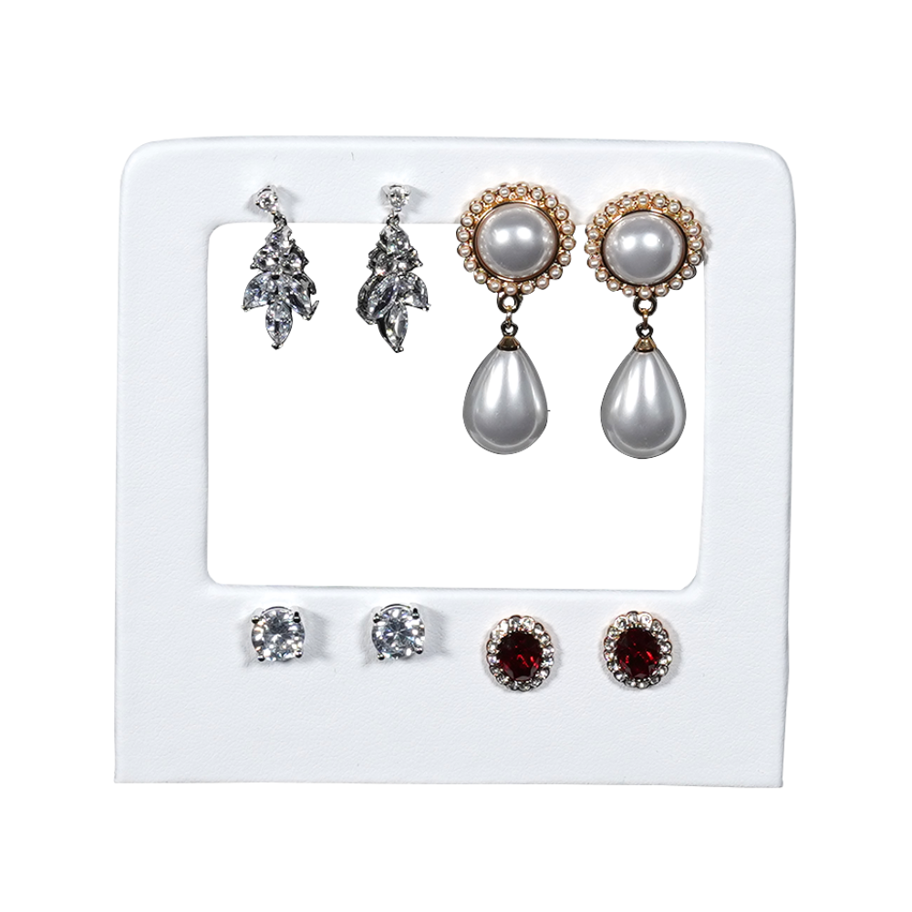 white Sleek Rectangular Earring Display Stand(small)