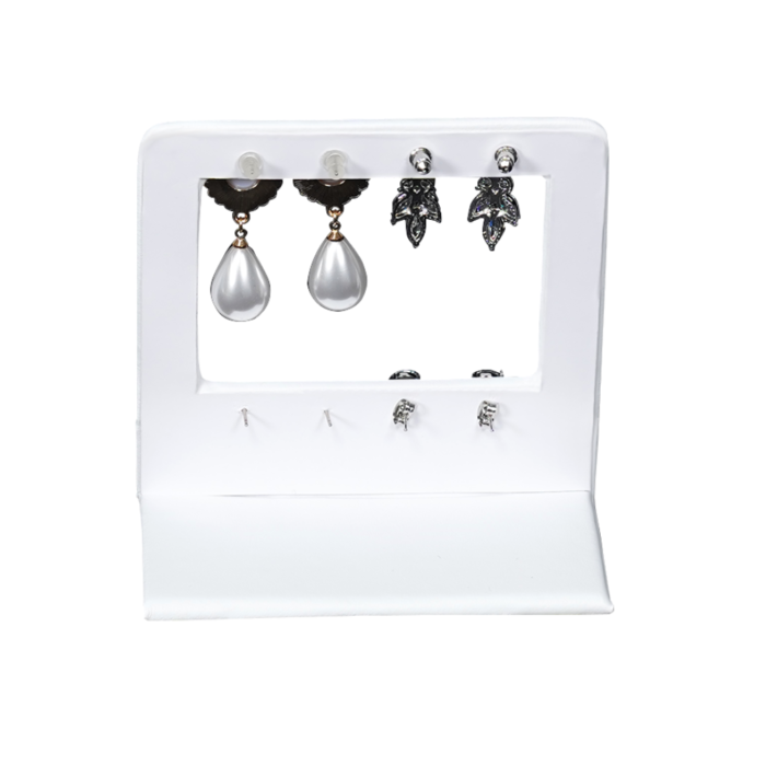 white Sleek Rectangular Earring Display Stand(small)