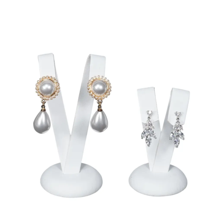 Sophisticated Faux Leather Earring Display Holder - white