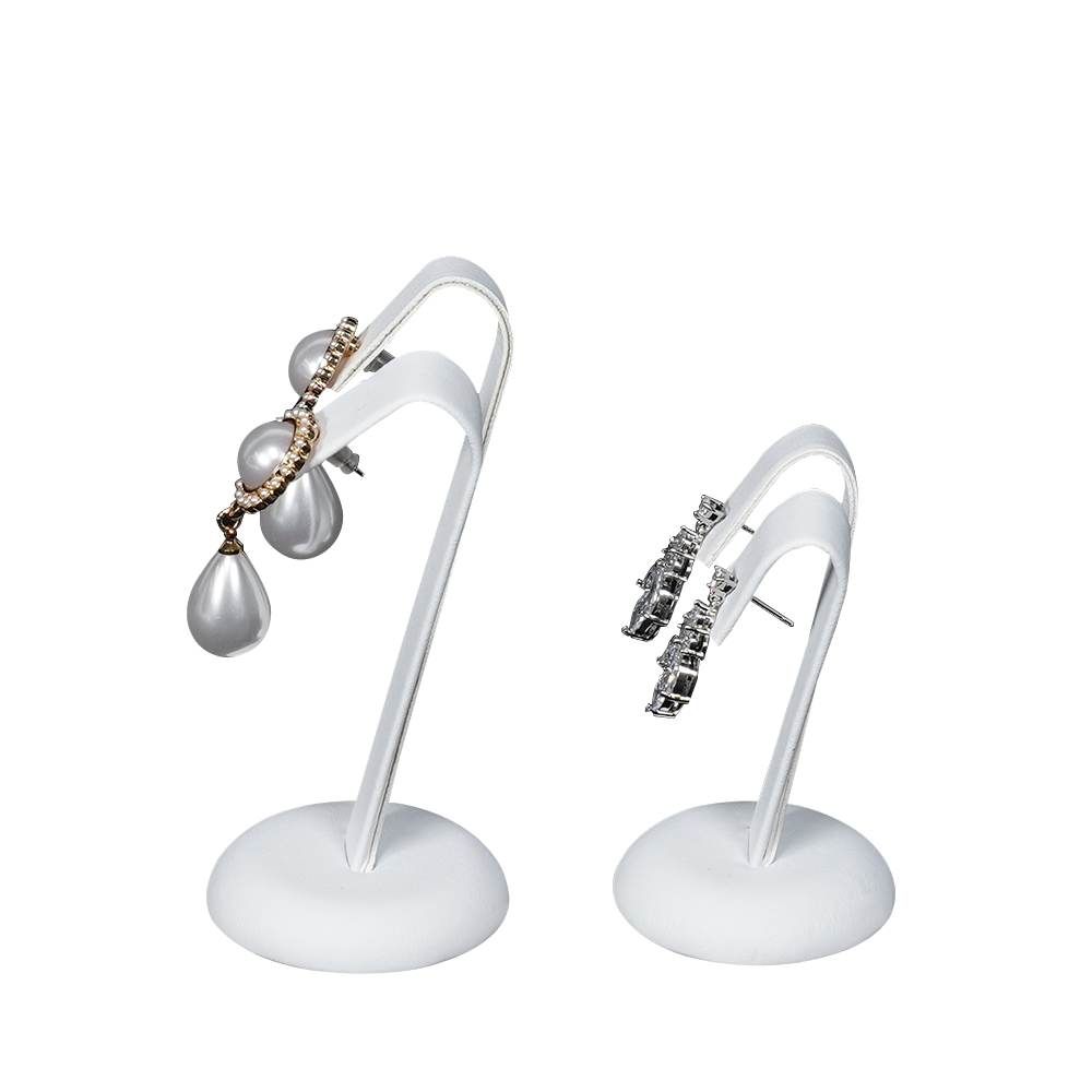 Sophisticated Faux Leather Earring Display Holder - white