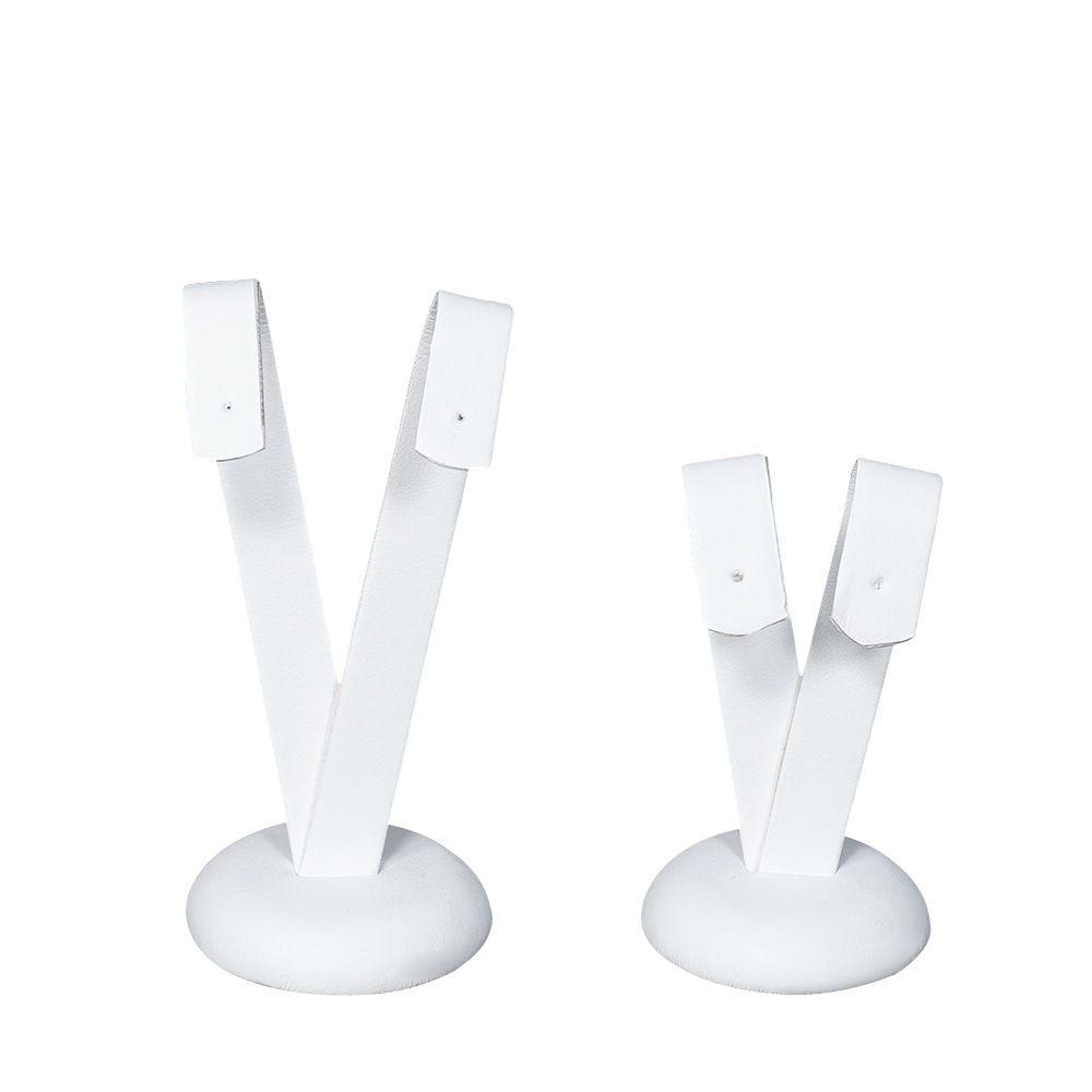 Sophisticated Faux Leather Earring Display Holder - white