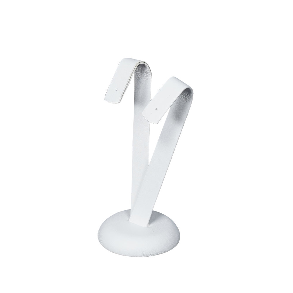 Sophisticated White Faux Leather Earring Display Holder - large