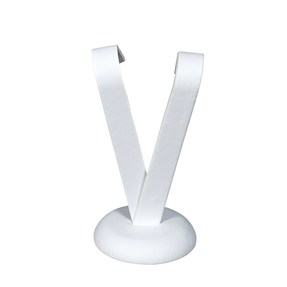 Sophisticated White Faux Leather Earring Display Holder - large
