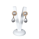 Sophisticated White Faux Leather Earring Display Holder - large