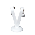 Sophisticated White Faux Leather Earring Display Holder - large