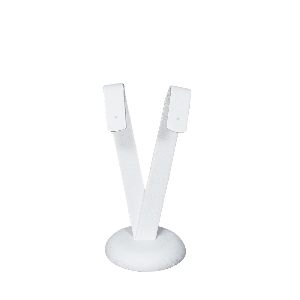 Sophisticated White Faux Leather Earring Display Holder - large