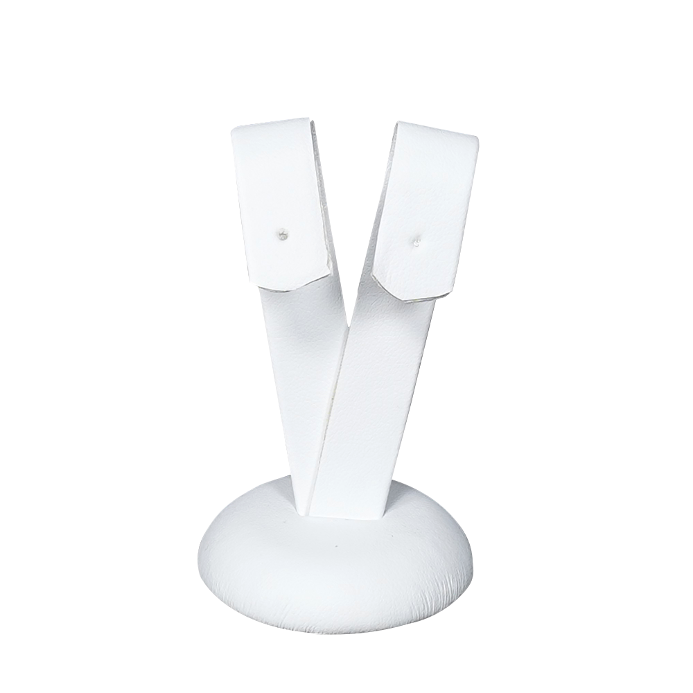 Sophisticated White Faux Leather Earring Display Holder - small