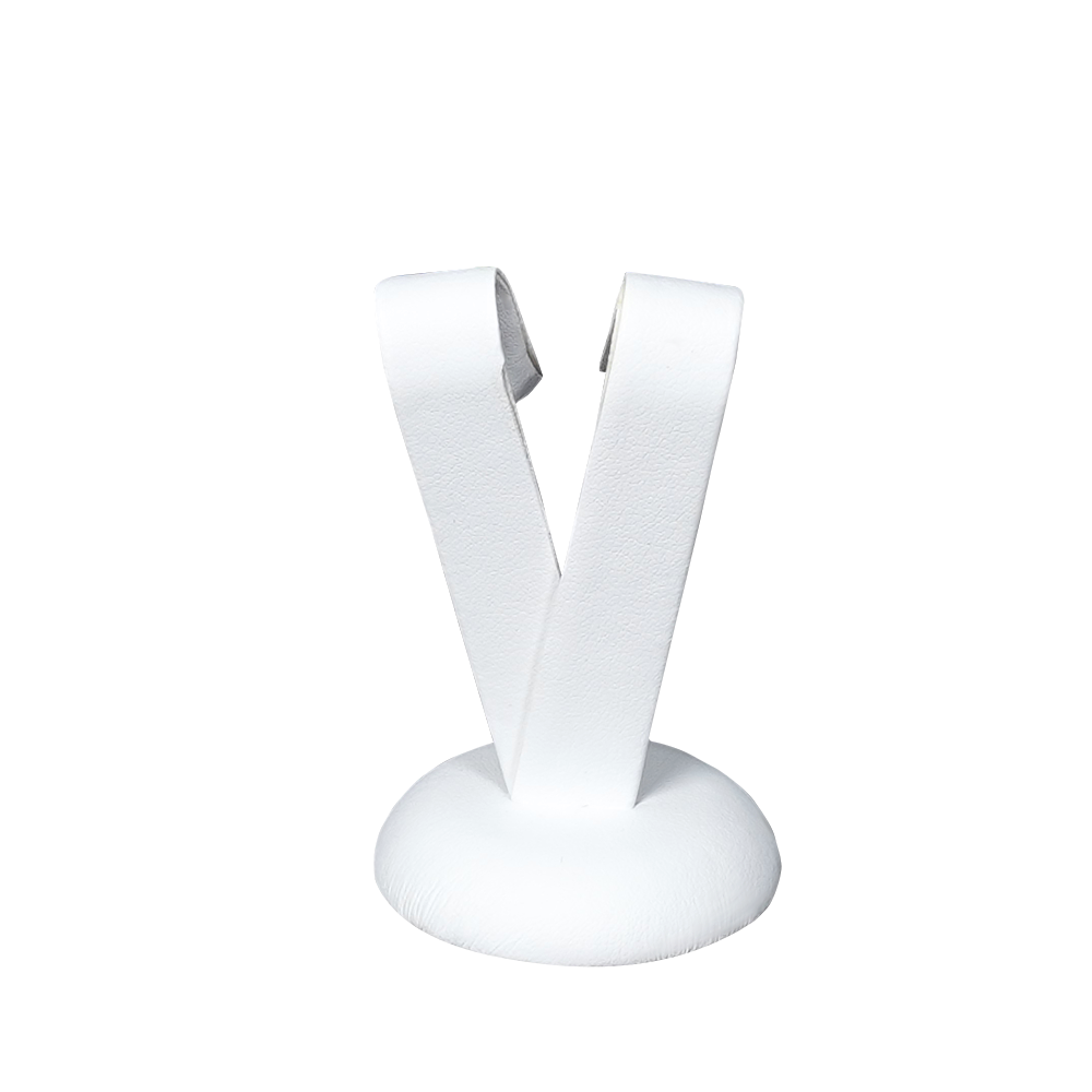 Sophisticated White Faux Leather Earring Display Holder - small